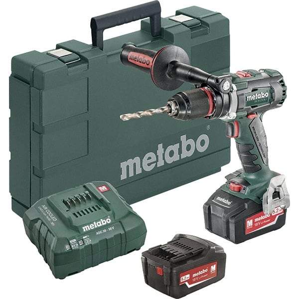 Metabo - 18 Volt 1/2" Chuck Pistol Grip Handle Cordless Drill - 0-500 & 0-1850 RPM, Keyless Chuck, Reversible, 2 Lithium-Ion Batteries Included - Benchmark Tooling