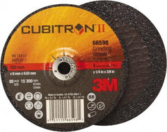 3M - 4-1/2" Wheel Diam, 7/8" Arbor Hole, Type 27 Depressed Center Wheel - Medium Grade, Ceramic, 13,300 Max RPM - Benchmark Tooling