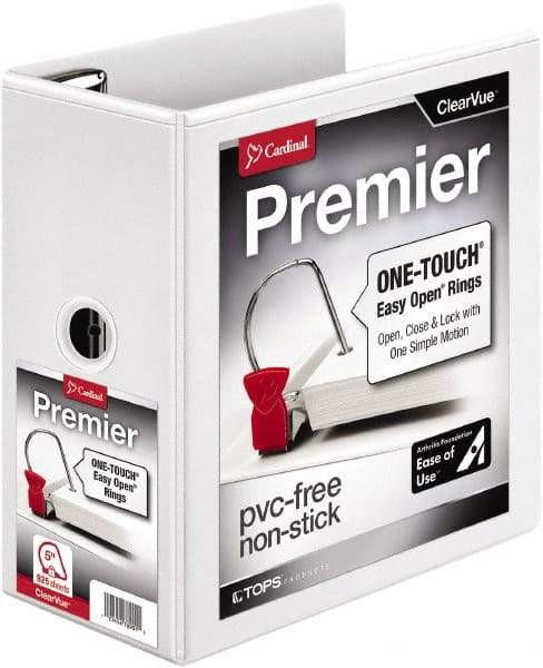 Cardinal - 1,050 Sheet Capacity, 11 x 8-1/2", View Ring Binder - Polypropylene, White - Benchmark Tooling