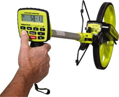 Calculated Industries - 9,999,999' Counter Limit, 45" OAL, Fluorescent Green Measuring Wheel - 99.5" Accuracy per 100", Measures in Feet, Meters, Yards & Inches - Benchmark Tooling