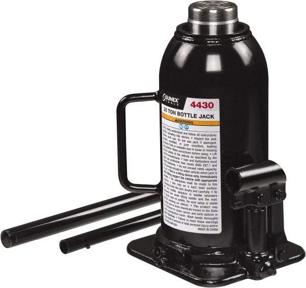 Sunex Tools - 30 Ton Capacity Bottle Jack - 10.8" to 17.3" High, 6.81" Long x 6." Wide Base - Benchmark Tooling