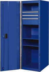 EXTREME TOOLS - 3 Drawer Side Tool Locker - 19" Wide x 61" Deep x 25" High, Steel/Aluminum, Blue - Benchmark Tooling