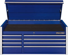 EXTREME TOOLS - 8 Drawer Top Tool Chest - 54-5/8" Wide x 25" Deep x 22-1/4" High, Steel, Blue - Benchmark Tooling