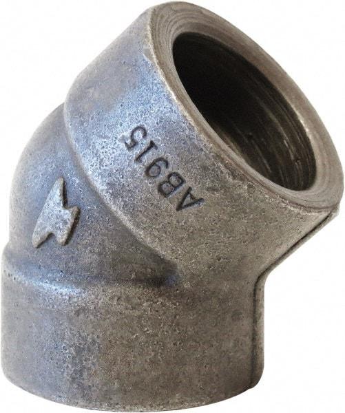 Made in USA - Size 4", Class 3,000, Steel Black Pipe 45° Elbow - 3,000 psi, Socket Weld End Connection - Benchmark Tooling