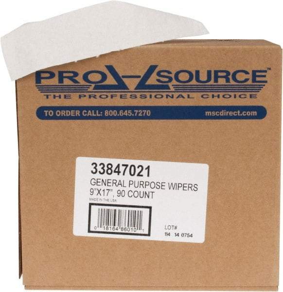 PRO-SOURCE - Dry General Purpose Wipes - Pop-Up, 17" x 9" Sheet Size, White - Benchmark Tooling