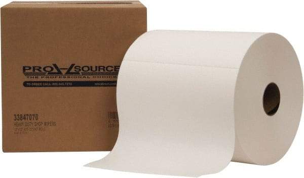 PRO-SOURCE - Dry Shop Towel/Industrial Wipes - Jumbo Roll, 12" x 12" Sheet Size, White - Benchmark Tooling