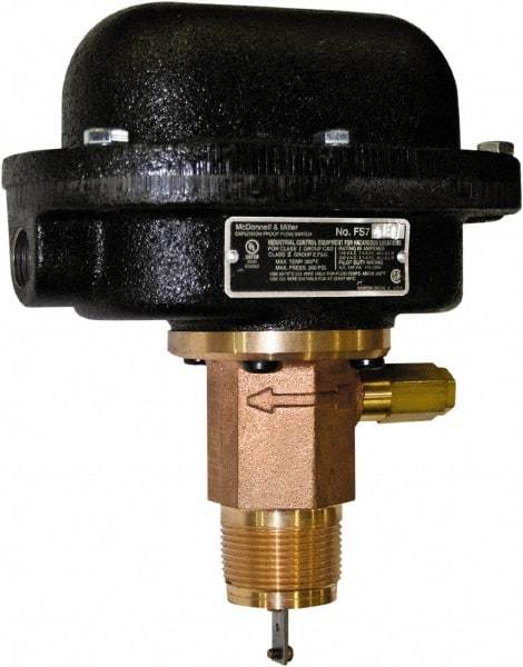 McDonnell & Miller - 300 psi, Brass Housing, Adjustable Paddle Flow Switch - 7.7 Flow Set Point, 35,004 Flow Point cc/min, 4.8 to 998 GPM, 120/240 Voltage, 1-1/4 Inch Thread Size - Benchmark Tooling