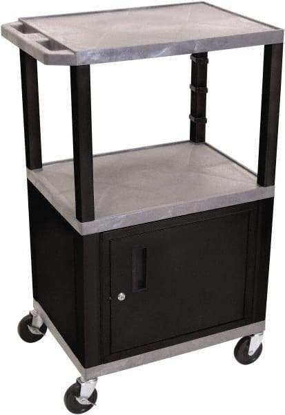 Luxor - 300 Lb Capacity, 24" Wide x 18" Long x 42" High Standard Utility Cart - 3 Shelf, Plastic - Benchmark Tooling
