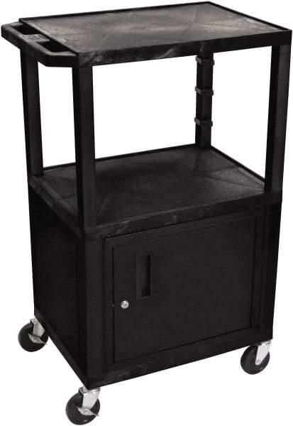 Luxor - 300 Lb Capacity, 24" Wide x 18" Long x 42" High Standard Utility Cart - 3 Shelf, Plastic - Benchmark Tooling