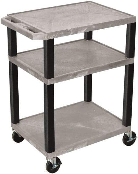 Luxor - 300 Lb Capacity, 24" Wide x 18" Long x 34" High Standard Utility Cart - 3 Shelf, Plastic - Benchmark Tooling