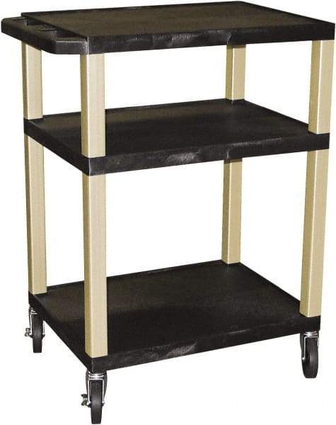 Luxor - 300 Lb Capacity, 24" Wide x 18" Long x 34" High Standard Utility Cart - 3 Shelf, Plastic - Benchmark Tooling