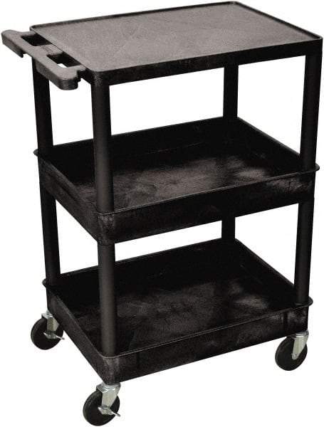 Luxor - 300 Lb Capacity, 24" Wide x 18" Long x 36" High Shelf Cart - 3 Shelf, Plastic - Benchmark Tooling