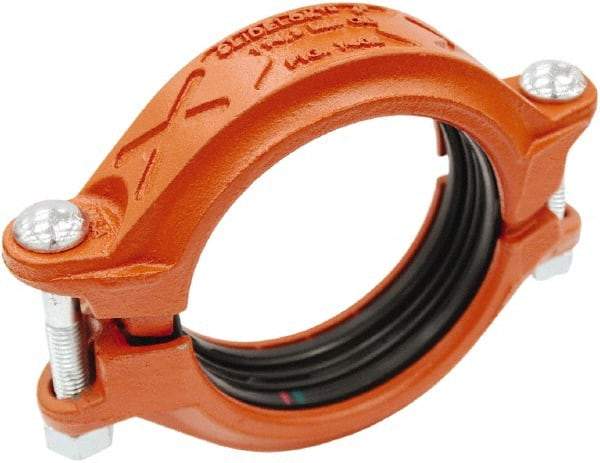 Made in USA - Size 2", Class 150, Malleable Iron Orange Pipe Coupling - 300 psi, Grooved End Connection - Benchmark Tooling