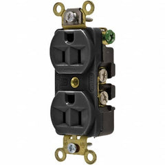 Hubbell Wiring Device-Kellems - 125V 15A NEMA 5-15R Industrial Grade Black Straight Blade Duplex Receptacle - Benchmark Tooling