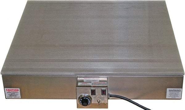 Valad Electric Heating - 36" Long x 27 Wide x 7" High, 220 Volt Hot Plate - 100 to 550°F, 1 Burner, Aluminum Plate, 4000 Watt, 18.2 Amps, 304 Stainless Steel Base - Benchmark Tooling