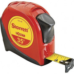 Starrett - 35' x 1" Yellow Blade Tape Measure - 1/16" Graduation, S1 Graduation Style, Red Case - Benchmark Tooling