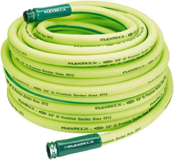 Legacy - 100' Long Garden Hose - 5/8" Diam, 3/4" GHT, Hybrid Polymer, 150 psi, All Season, Green - Benchmark Tooling