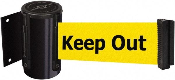 Tensator - 4" High x 2" Long x 3" Wide Barricade Tape Dispenser - Steel, Black Powdercoat Finish, Black, Use with Tensabarrier - Benchmark Tooling