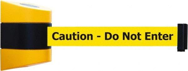 Tensator - 5" High x 3" Long x 3" Wide Barricade Tape Dispenser - Steel, Black Powdercoat Finish, Black/Yellow, Use with Tensabarrier - Benchmark Tooling