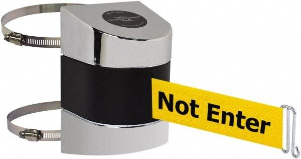 Tensator - 5" High x 3" Long x 3" Wide Barricade Tape Dispenser - Steel, Black Powdercoat Finish, Chrome, Use with Tensabarrier - Benchmark Tooling