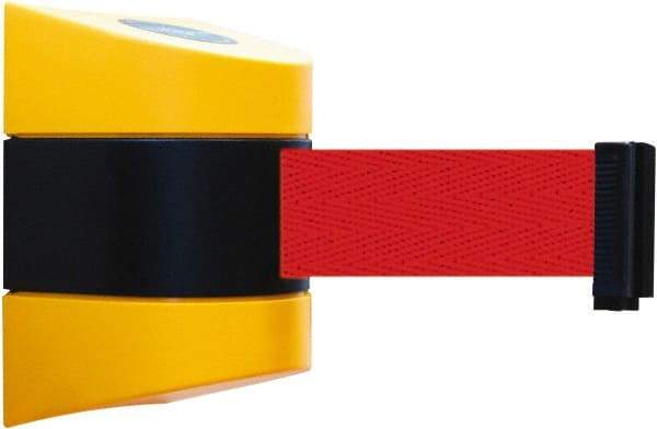 Tensator - 5" High x 3" Long x 3" Wide Barricade Tape Dispenser - Steel, Black Powdercoat Finish, Black/Yellow, Use with Tensabarrier - Benchmark Tooling