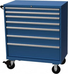 LISTA - 7 Drawer 440 Lb Capacity Steel Tool Roller Cabinet - 40-1/4" Wide x 47-3/8" High x 22-1/2" Deep, Roller Bearing Drawer Slides, Blue - Benchmark Tooling