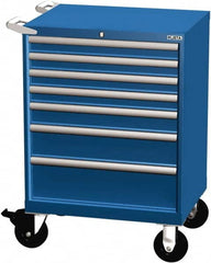 LISTA - 7 Drawer 165 Lb Capacity Steel Tool Roller Cabinet - 28-1/4" Wide x 41-1/2" High x 22-1/2" Deep, Roller Bearing Drawer Slides, Blue - Benchmark Tooling