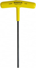 Bondhus - 5/32" Hex, T-Handle Cushion Grip, Hex Key - 6" OAL, Protanium High Torque Steel, Inch System of Measurement - Benchmark Tooling