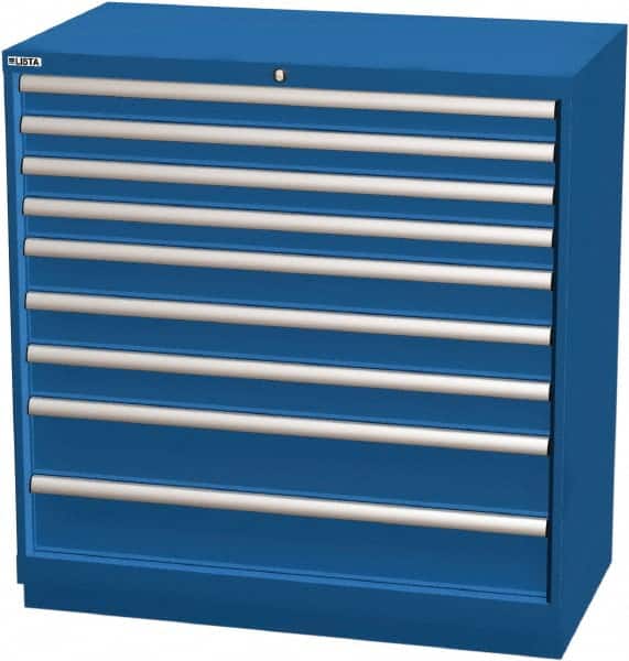 LISTA - 9 Drawer, Modular Storage Cabinet - Steel, 40-1/4" Wide x 22-1/2" Deep x 41-3/4" High, Blue - Benchmark Tooling