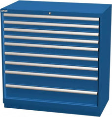 LISTA - 9 Drawer, Modular Storage Cabinet - Steel, 40-1/4" Wide x 22-1/2" Deep x 41-3/4" High, Blue - Benchmark Tooling