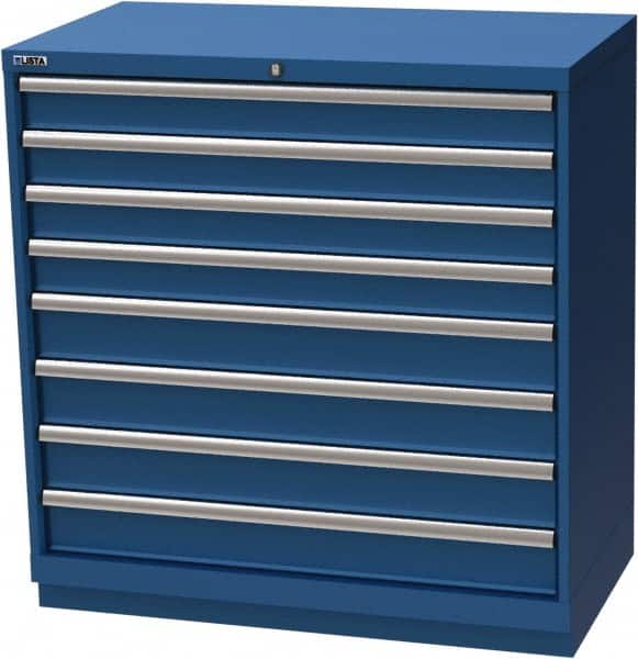 LISTA - 8 Drawer, Modular Storage Cabinet - Steel, 40-1/4" Wide x 22-1/2" Deep x 41-3/4" High, Blue - Benchmark Tooling