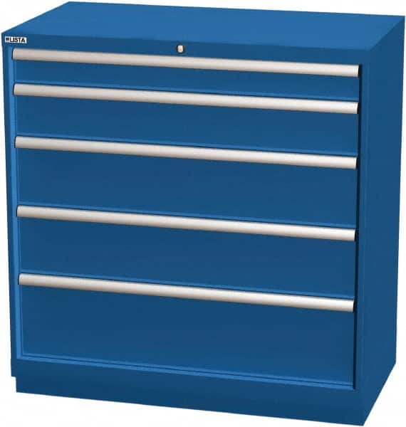 LISTA - 5 Drawer, Modular Storage Cabinet - Steel, 40-1/4" Wide x 22-1/2" Deep x 41-3/4" High, Blue - Benchmark Tooling