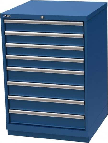 LISTA - 8 Drawer, Modular Storage Cabinet - Steel, 28-1/4" Wide x 28-1/2" Deep x 41-3/4" High, Blue - Benchmark Tooling