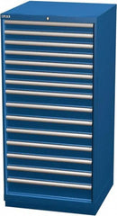 LISTA - 15 Drawer, Modular Storage Cabinet - Steel, 28-1/4" Wide x 28-1/2" Deep x 59-1/2" High, Blue - Benchmark Tooling
