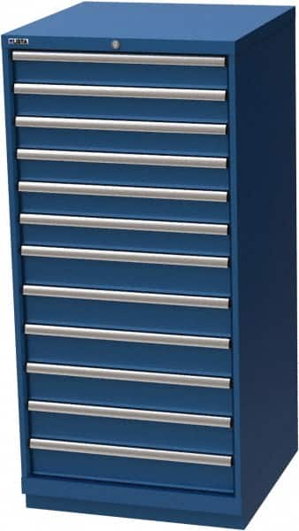LISTA - 12 Drawer, Modular Storage Cabinet - Steel, 28-1/4" Wide x 28-1/2" Deep x 59-1/2" High, Blue - Benchmark Tooling