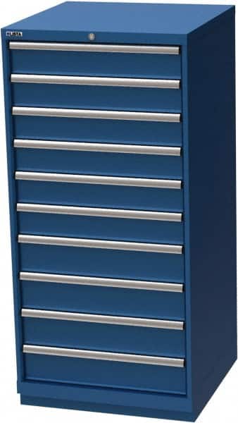 LISTA - 10 Drawer, Modular Storage Cabinet - Steel, 28-1/4" Wide x 28-1/2" Deep x 59-1/2" High, Blue - Benchmark Tooling