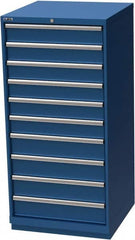 LISTA - 10 Drawer, Modular Storage Cabinet - Steel, 28-1/4" Wide x 28-1/2" Deep x 59-1/2" High, Blue - Benchmark Tooling