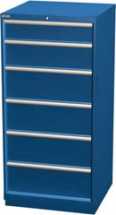 LISTA - 6 Drawer, Modular Storage Cabinet - Steel, 28-1/4" Wide x 28-1/2" Deep x 59-1/2" High, Blue - Benchmark Tooling