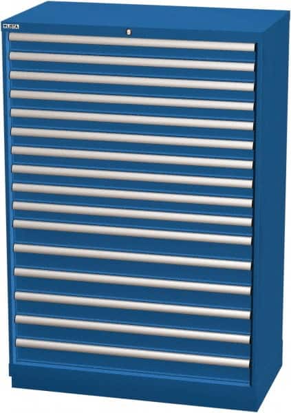 LISTA - 16 Drawer, Modular Storage Cabinet - Steel, 40-1/4" Wide x 22-1/2" Deep x 59-1/2" High, Blue - Benchmark Tooling