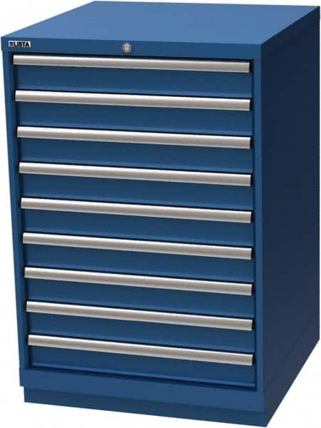 LISTA - 9 Drawer, Modular Storage Cabinet - Steel, 28-1/4" Wide x 28-1/2" Deep x 41-3/4" High, Blue - Benchmark Tooling