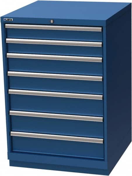 LISTA - 7 Drawer, Modular Storage Cabinet - Steel, 28-1/4" Wide x 28-1/2" Deep x 41-3/4" High, Blue - Benchmark Tooling