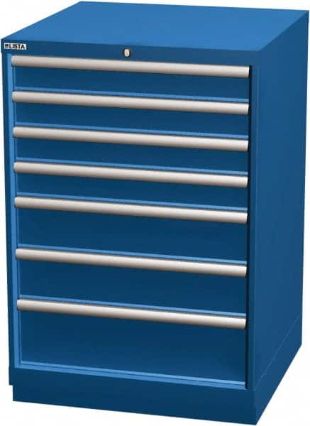 LISTA - 7 Drawer, Modular Storage Cabinet - Steel, 28-1/4" Wide x 28-1/2" Deep x 41-3/4" High, Blue - Benchmark Tooling