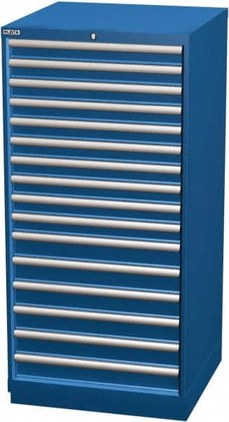 LISTA - 16 Drawer, Modular Storage Cabinet - Steel, 28-1/4" Wide x 28-1/2" Deep x 59-1/2" High, Blue - Benchmark Tooling