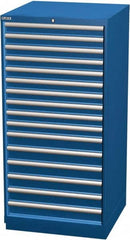 LISTA - 16 Drawer, Modular Storage Cabinet - Steel, 28-1/4" Wide x 28-1/2" Deep x 59-1/2" High, Blue - Benchmark Tooling