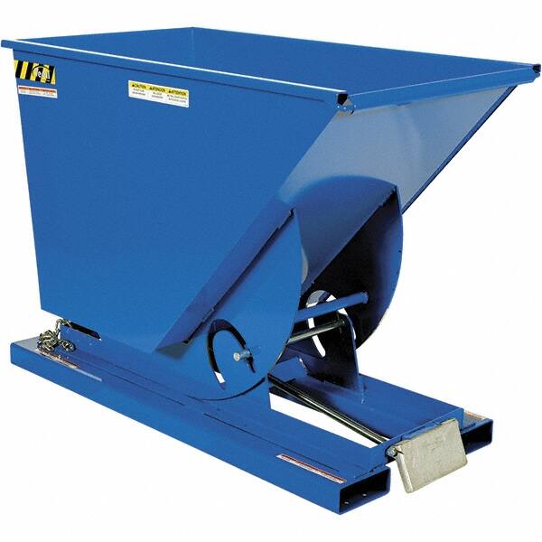 Vestil - 2,000 Lb Load Capacity, 3/4 Cu Yd, Steel Self-Dumping Hopper - 31-11/16" Wide x 61-1/8" Long x 42-11/16" High, Blue - Benchmark Tooling