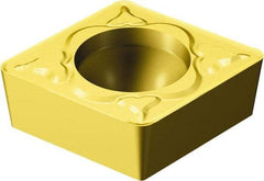 Sandvik Coromant - CCMT32.52 PM Grade 1525 Cermet Turning Insert - TiCN/TiN Finish, 80° Diamond, 3/8" Inscr Circle, 5/32" Thick, 1/32" Corner Radius - Benchmark Tooling