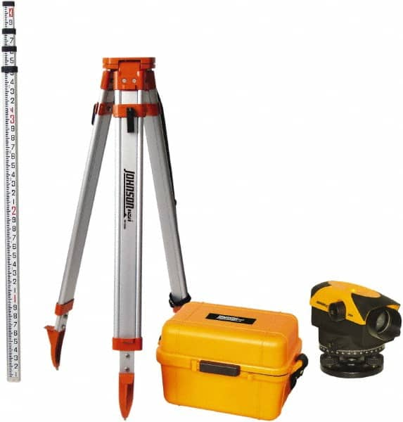 Johnson Level & Tool - 26x Magnification, 2.62 to 350 Ft. Measuring Range, Automatic Optical Level Kit - Accuracy 1/16 Inch at 200 Ft., Kit Includes Tripod, 13 Grade Rod, Hard Shell Carrying Case - Benchmark Tooling