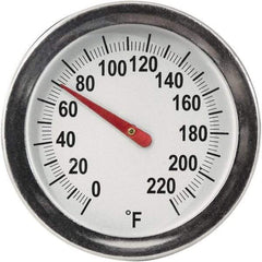 General - 8 Inch Long Stem, 2 Inch Dial Diameter, Back Connected Bi-Metal Thermometer - 220°Fahrenheit - Benchmark Tooling