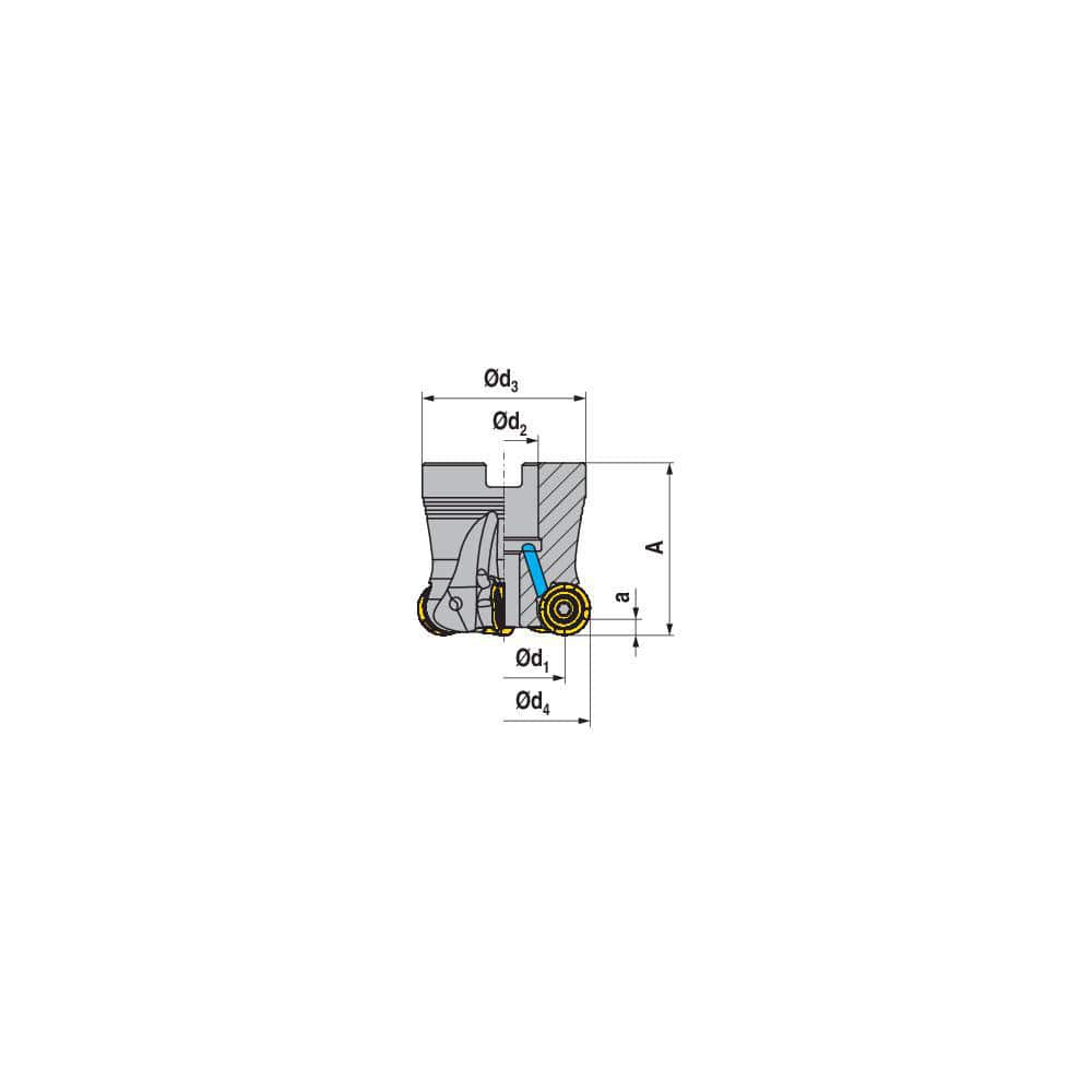 Indexable Copy Face Mills; Maximum Depth Of Cut: 0.1180 in; Compatible Insert Size Code: RNHU 1205..; Arbor Hole Diameter (mm): 0.50; Maximum Ramping Angle: 0  ™; Overall Height (mm): 1.5000 in; Series: A252-12; Number of Cutter Inserts: 4; Cutter Style: