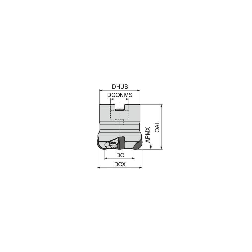 Indexable Copy Face Mills; Maximum Depth Of Cut: 6.00 mm; Compatible Insert Size Code: RN.. 1204; Arbor Hole Diameter (mm): 22.00; Maximum Ramping Angle: 0  ™; Overall Height (mm): 40.00 mm; Series: A262-12; Number of Cutter Inserts: 4; Cutter Style: A262